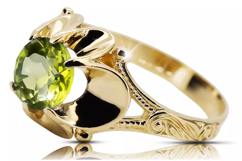 14K Yellow gold Yellow Peridot Ring Vintage craft vrc377y